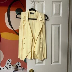 Yellow Sleeveless Blazer Vest